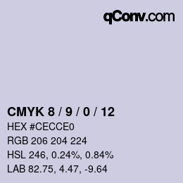 カラーコード: CMYK 8 / 9 / 0 / 12 | qconv.com