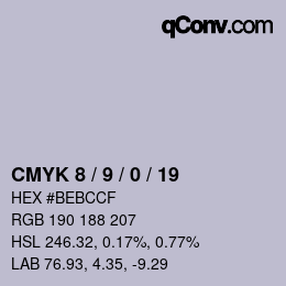 カラーコード: CMYK 8 / 9 / 0 / 19 | qconv.com