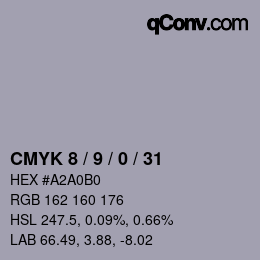 Farbcode: CMYK 8 / 9 / 0 / 31 | qconv.com