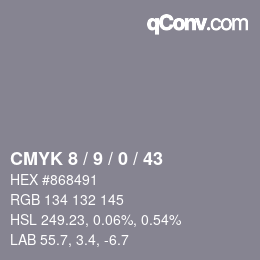 Color code: CMYK 8 / 9 / 0 / 43 | qconv.com