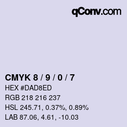 カラーコード: CMYK 8 / 9 / 0 / 7 | qconv.com