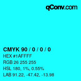 颜色代码: CMYK 90 / 0 / 0 / 0 | qconv.com