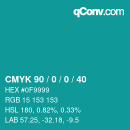 Color code: CMYK 90 / 0 / 0 / 40 | qconv.com