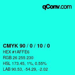 カラーコード: CMYK 90 / 0 / 10 / 0 | qconv.com