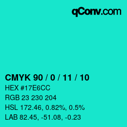 Color code: CMYK 90 / 0 / 11 / 10 | qconv.com
