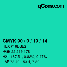 Farbcode: CMYK 90 / 0 / 19 / 14 | qconv.com