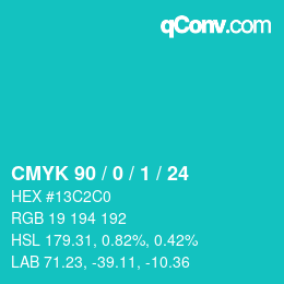 カラーコード: CMYK 90 / 0 / 1 / 24 | qconv.com