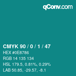 Color code: CMYK 90 / 0 / 1 / 47 | qconv.com