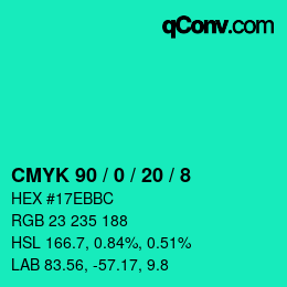 Color code: CMYK 90 / 0 / 20 / 8 | qconv.com