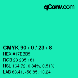 Color code: CMYK 90 / 0 / 23 / 8 | qconv.com