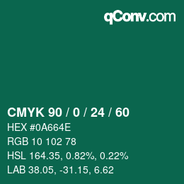 Color code: CMYK 90 / 0 / 24 / 60 | qconv.com