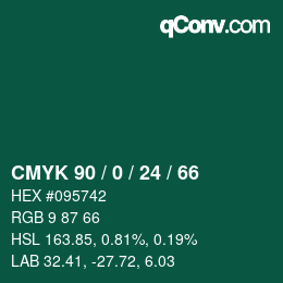 カラーコード: CMYK 90 / 0 / 24 / 66 | qconv.com