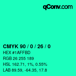 Color code: CMYK 90 / 0 / 26 / 0 | qconv.com