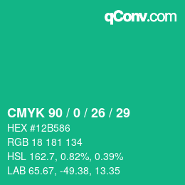颜色代码: CMYK 90 / 0 / 26 / 29 | qconv.com