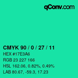 Color code: CMYK 90 / 0 / 27 / 11 | qconv.com