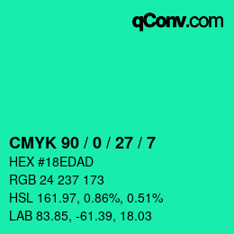 Color code: CMYK 90 / 0 / 27 / 7 | qconv.com