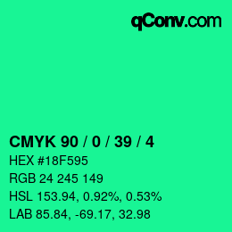 カラーコード: CMYK 90 / 0 / 39 / 4 | qconv.com