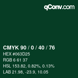 Color code: CMYK 90 / 0 / 40 / 76 | qconv.com