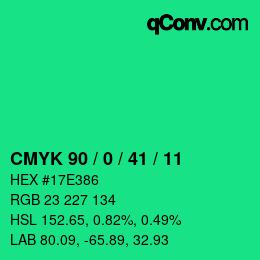 Color code: CMYK 90 / 0 / 41 / 11 | qconv.com