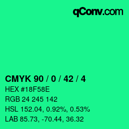 Color code: CMYK 90 / 0 / 42 / 4 | qconv.com