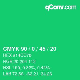 Color code: CMYK 90 / 0 / 45 / 20 | qconv.com