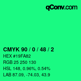 Color code: CMYK 90 / 0 / 48 / 2 | qconv.com