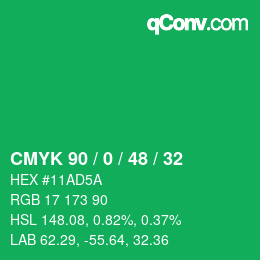 Color code: CMYK 90 / 0 / 48 / 32 | qconv.com