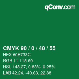 Color code: CMYK 90 / 0 / 48 / 55 | qconv.com