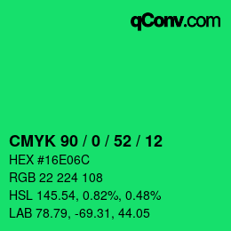 Código de color: CMYK 90 / 0 / 52 / 12 | qconv.com