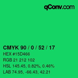 颜色代码: CMYK 90 / 0 / 52 / 17 | qconv.com
