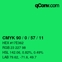 Farbcode: CMYK 90 / 0 / 57 / 11 | qconv.com