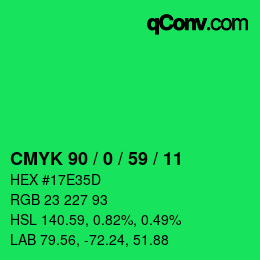Farbcode: CMYK 90 / 0 / 59 / 11 | qconv.com