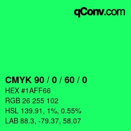 颜色代码: CMYK 90 / 0 / 60 / 0 | qconv.com