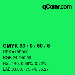 颜色代码: CMYK 90 / 0 / 60 / 6 | qconv.com