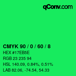 カラーコード: CMYK 90 / 0 / 60 / 8 | qconv.com