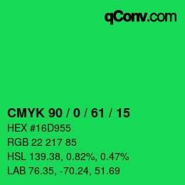 颜色代码: CMYK 90 / 0 / 61 / 15 | qconv.com
