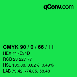 Color code: CMYK 90 / 0 / 66 / 11 | qconv.com