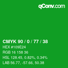 颜色代码: CMYK 90 / 0 / 77 / 38 | qconv.com