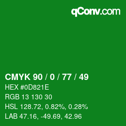 Color code: CMYK 90 / 0 / 77 / 49 | qconv.com