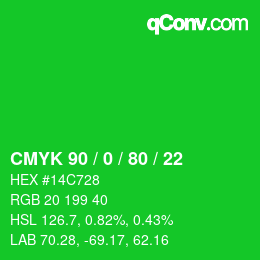 Color code: CMYK 90 / 0 / 80 / 22 | qconv.com