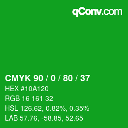 カラーコード: CMYK 90 / 0 / 80 / 37 | qconv.com