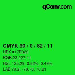 Farbcode: CMYK 90 / 0 / 82 / 11 | qconv.com