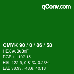 Color code: CMYK 90 / 0 / 86 / 58 | qconv.com