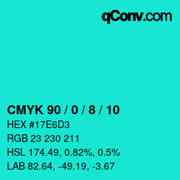 Color code: CMYK 90 / 0 / 8 / 10 | qconv.com
