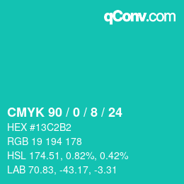 Color code: CMYK 90 / 0 / 8 / 24 | qconv.com