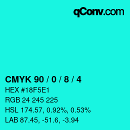 カラーコード: CMYK 90 / 0 / 8 / 4 | qconv.com