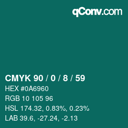 Color code: CMYK 90 / 0 / 8 / 59 | qconv.com