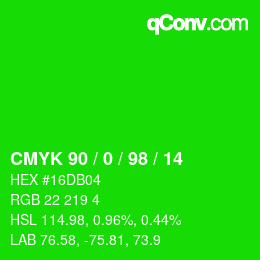 Color code: CMYK 90 / 0 / 98 / 14 | qconv.com