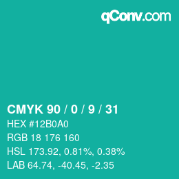 Color code: CMYK 90 / 0 / 9 / 31 | qconv.com