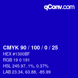 Farbcode: CMYK 90 / 100 / 0 / 25 | qconv.com